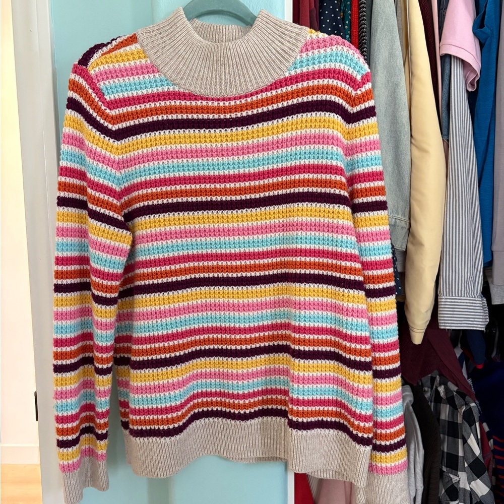 Talbots Colorful Striped Turtleneck Sweater